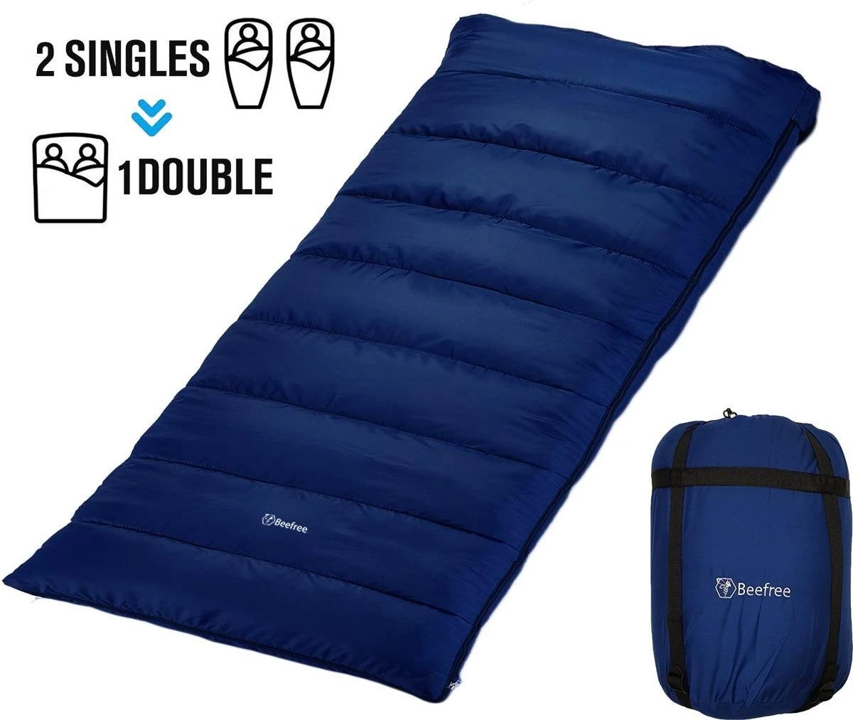 Beefree Slaapzak XL - Grote Katoenen 220 X 90cm - Aanritsbaar - Blauw - Afbeelding 2