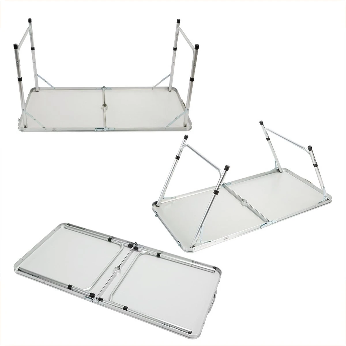 Casaria Campingtafel – Inklapbaar Verstelbaar - 120x60x70 Cm Grijs - Afbeelding 4