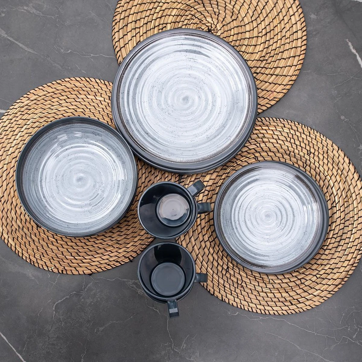 Travellife Jávea Serviesset - 16-delig - Donkergrijs - Afbeelding 2