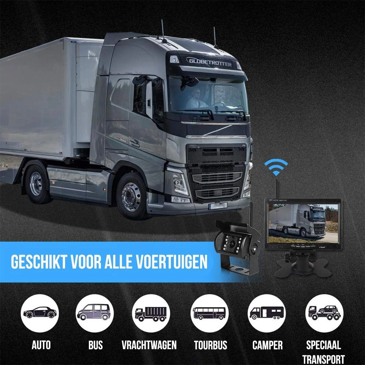 Strex Achteruitrijcamera Set Draadloos - 7" Scherm - 18LED Nachtzicht 15m - IP67 Waterdicht - Achteruitrij Camera - Geschikt Voor Auto/ Camper / Caravan / Vrachtwagen / Landbouw / Boot / Tractor - Afbeelding 8