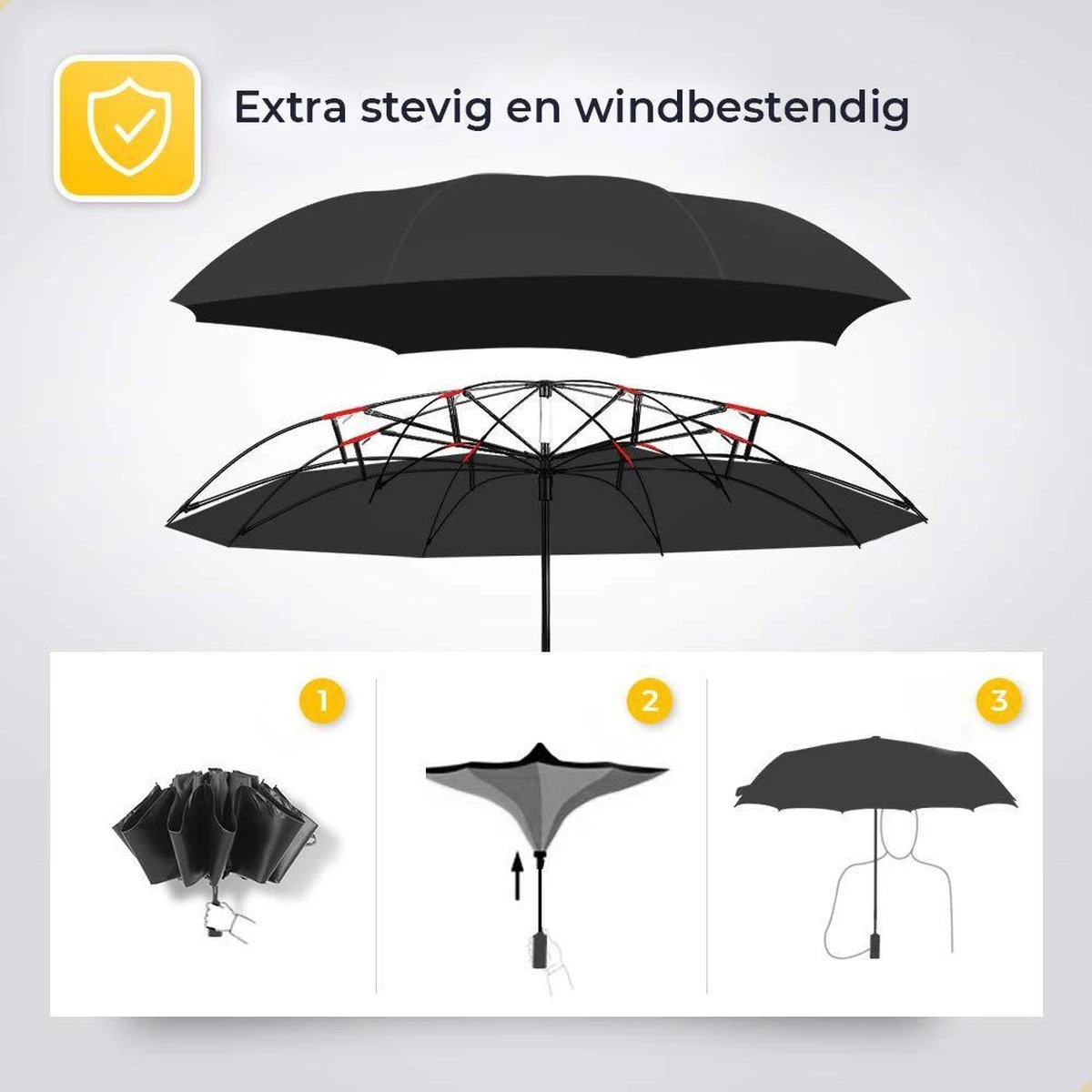 NovaQ Storm Paraplu Opvouwbaar - Paars - Polsband - Automatisch Uitklapbaar - Tot 100p/u Windproof - 110cm - 12 Panelen - Afbeelding 2