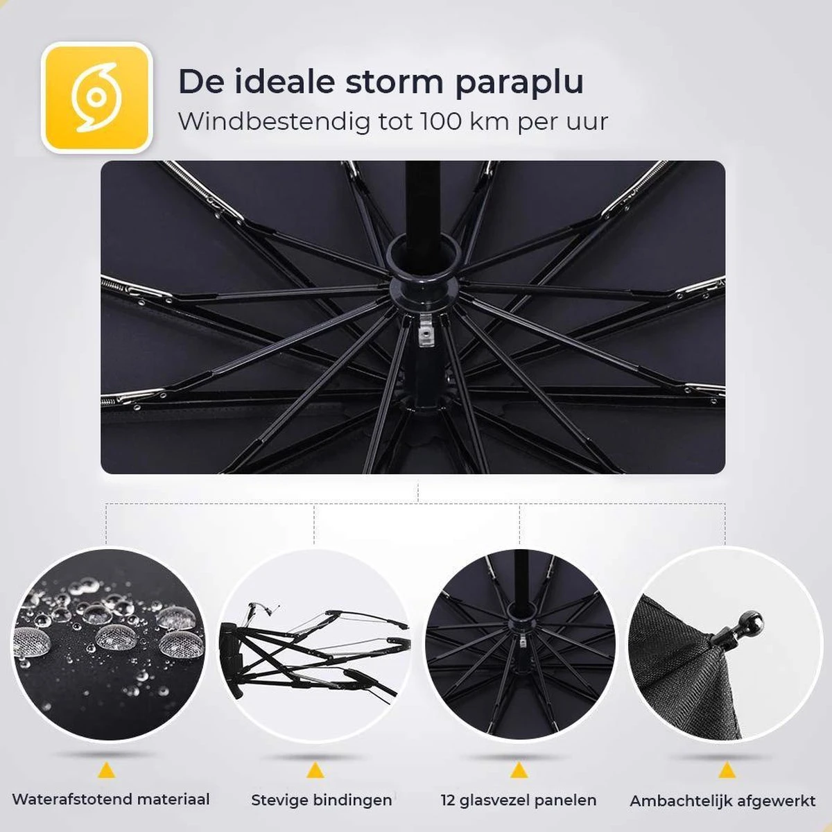 NovaQ Storm Paraplu Opvouwbaar - Paars - Polsband - Automatisch Uitklapbaar - Tot 100p/u Windproof - 110cm - 12 Panelen - Afbeelding 8