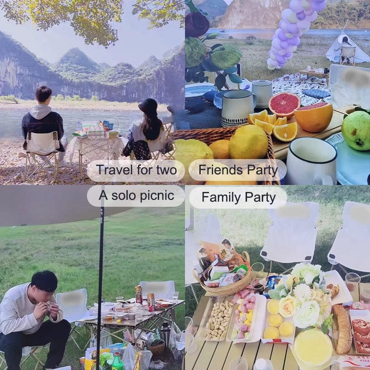 Buxibo - Lichtgewicht Vouwbare Campingtafel - Inklapbaar - Vis/Tuin/Picknick Tafel - Kamperen - Met Opberghoes - Aluminium - Grijs - Afbeelding 7