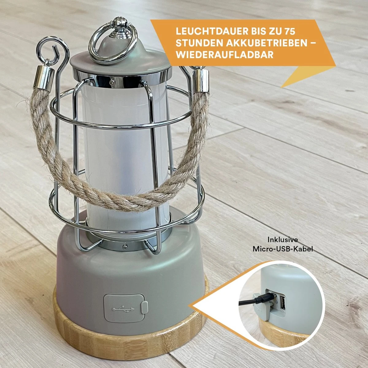 Skandika Kiruna LED-Lamp – Tentlampen – Campinglampen – Buiten Lantaarn – Buitenverlichting – Buiten Lamp - Retro Outdoor Camping Lamp Met Powerbank, Traploos Dimbaar, Draadloos, Oplaadbare Batterij, USB, Warm En Koud Wit, 75h Lichtduur – Beige - Afbeelding 3