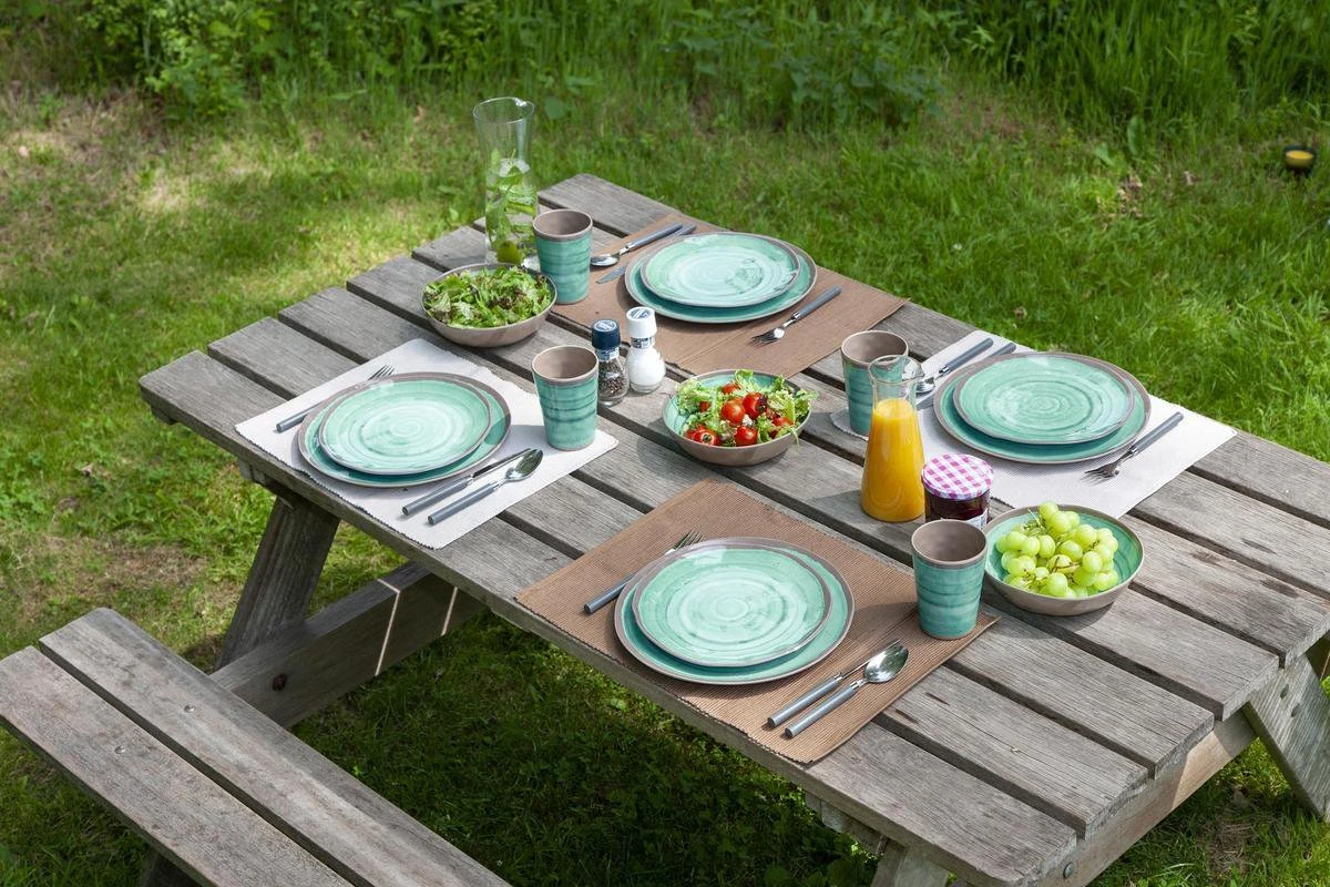 Bo-Camp Servies Halo - 12 Delig Melamine - Aqua - Afbeelding 5