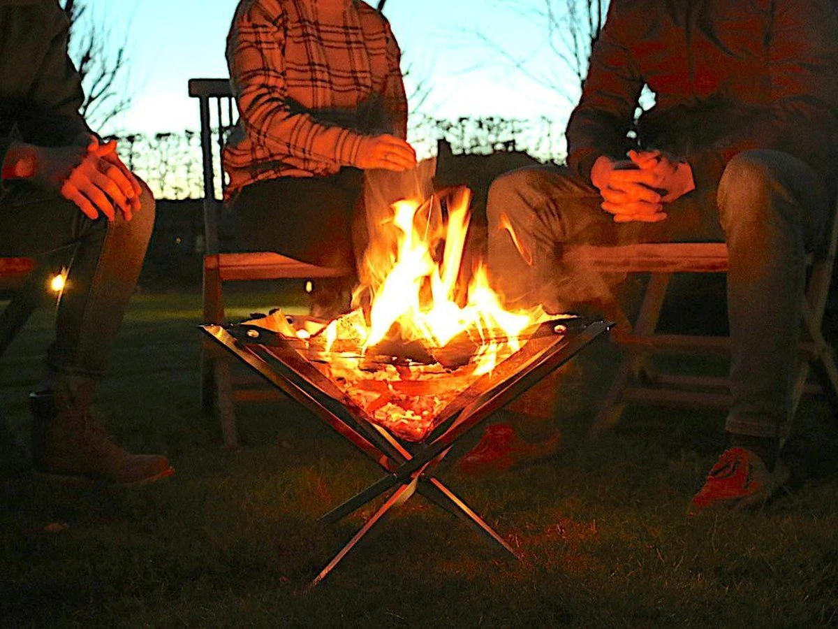 Firekorf + Grill + Spit : Opvouwbare Vuurkorf / Vuurschaal Met Rooster En Spit - Draagbare BBQ - Opbergtas - Kampeer Grill - Kookset - Afbeelding 5