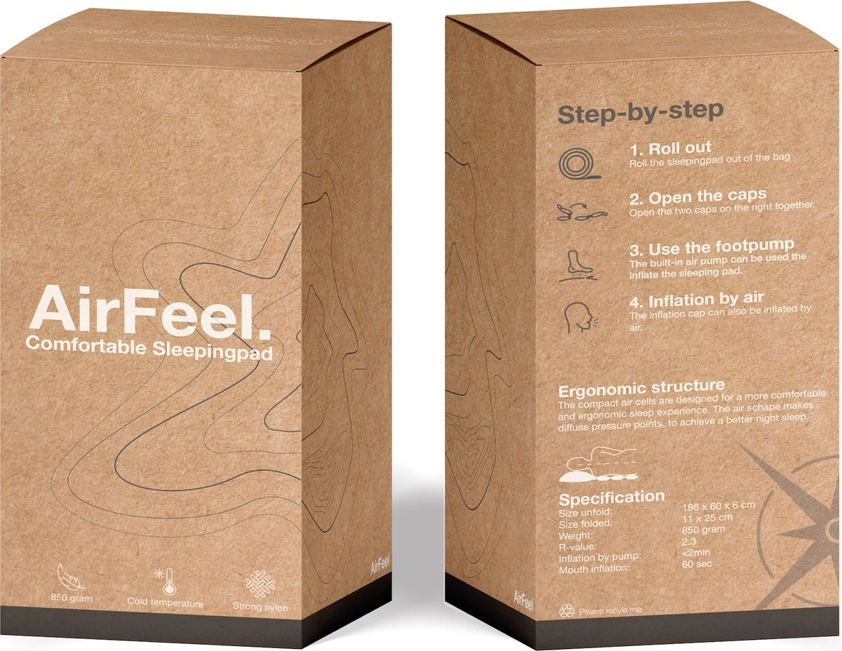 AirFeel Lichtgewicht Opsblaasbaar Slaapmatje - Ingebouwde Pomp En Kussen - 196 X 60 X 6 Cm - Orange - Afbeelding 7