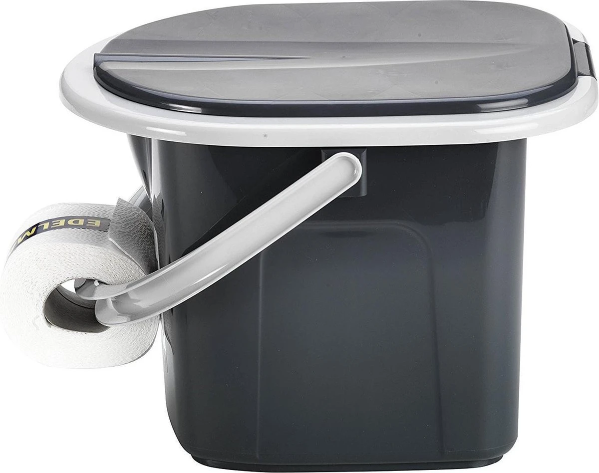 Branq Toiletemmer Draagbaar Met Deksel - 15,5L - Antraciet - Afbeelding 4