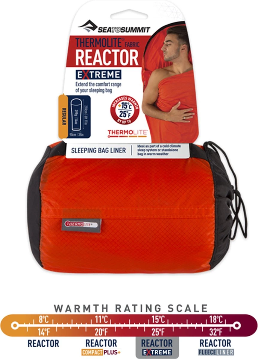 Sea To Summit - Reactor Extreme Thermolite® Mummy Liner - Lakenzak - Extra Verwarmend - Rood - Afbeelding 12