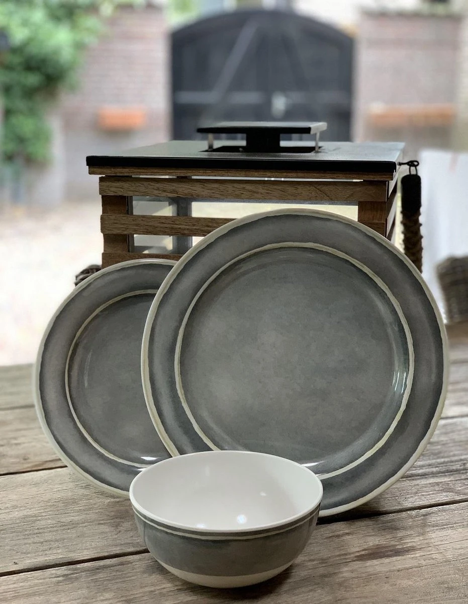 RJRQuality Camping Servies - 12 Delig – 100% Melamine Servies Set – Campingservies – Melamine Borden - Afbeelding 2