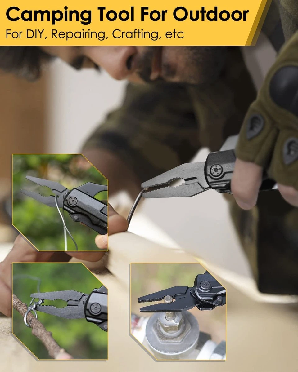 BOTC Multitool Zakmes - 14-in-1 Multitool - Blikopener / Flesopener / Zakmes / Schroevendraaier/ 9 Verwisselbare Schroeven / Draagetui - Voor Outdoor Camping/Wandelen - Afbeelding 3